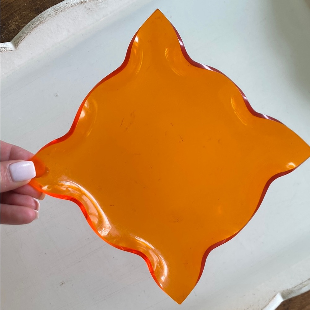 Vibrant Orange Mid Century Art Deco Mod Ashtray